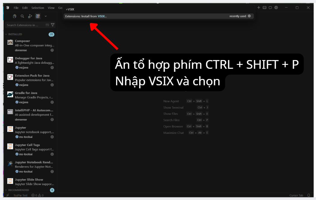 Bước 2 - Mở VSIX trong Cursor